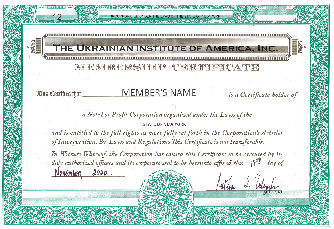 membership certificate